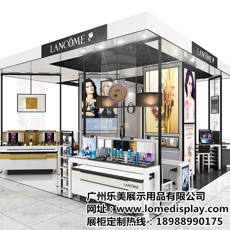 黑白木質烤漆商場高端立式品牌簡約時尚化妝品展示柜可定制