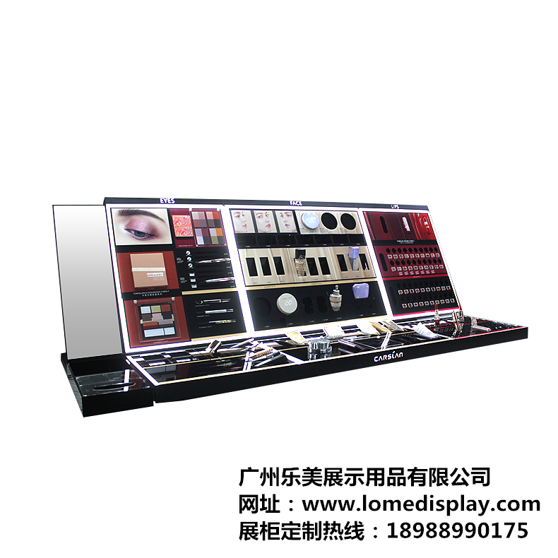 品牌定制商場專用亞克力化妝品展示臺口紅眉筆粉底眼影收納臺陳列可定制彩妝面板