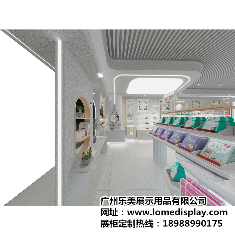 廣州廠家定制化妝品展柜-白色可定制靠墻-商場美容院護膚品展柜