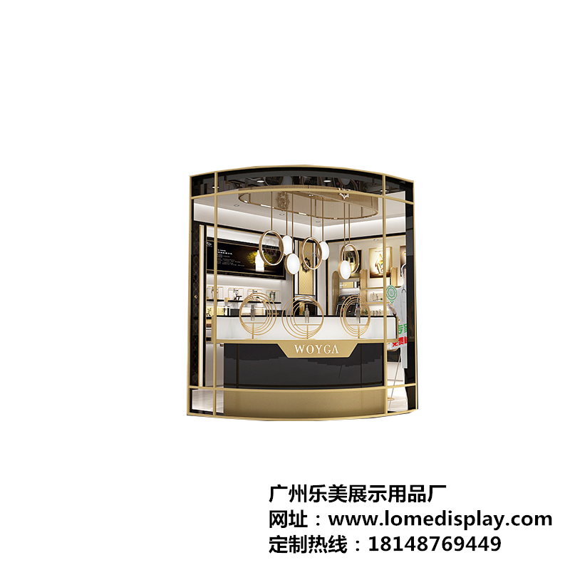 簡約高端黑金護膚品展柜定制-品牌店護膚品展示定制