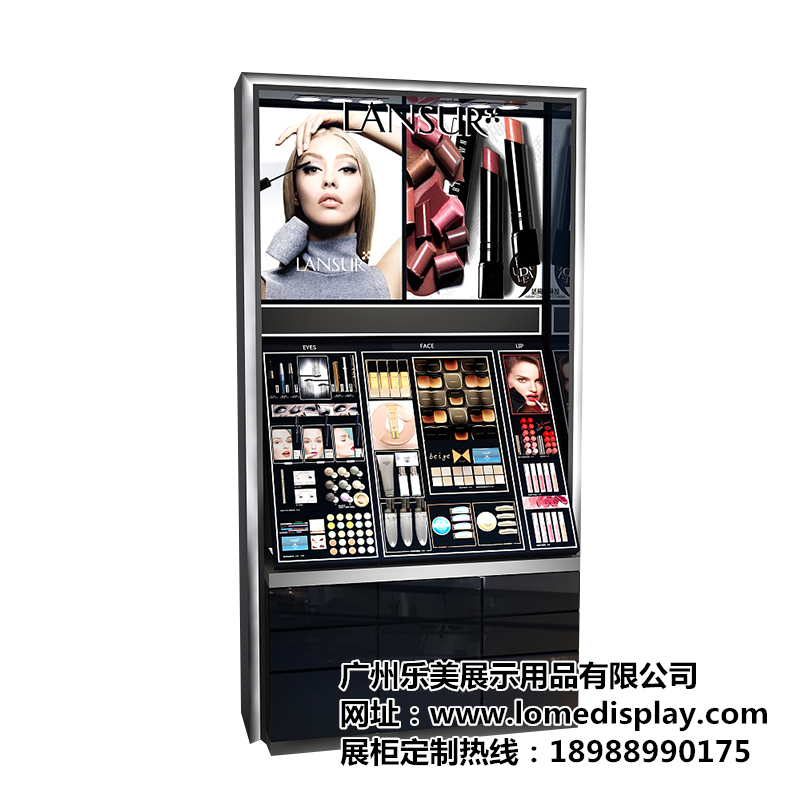 組裝化妝品展示柜定做-黑色高端化妝品背柜-木質烤漆化妝品展示柜