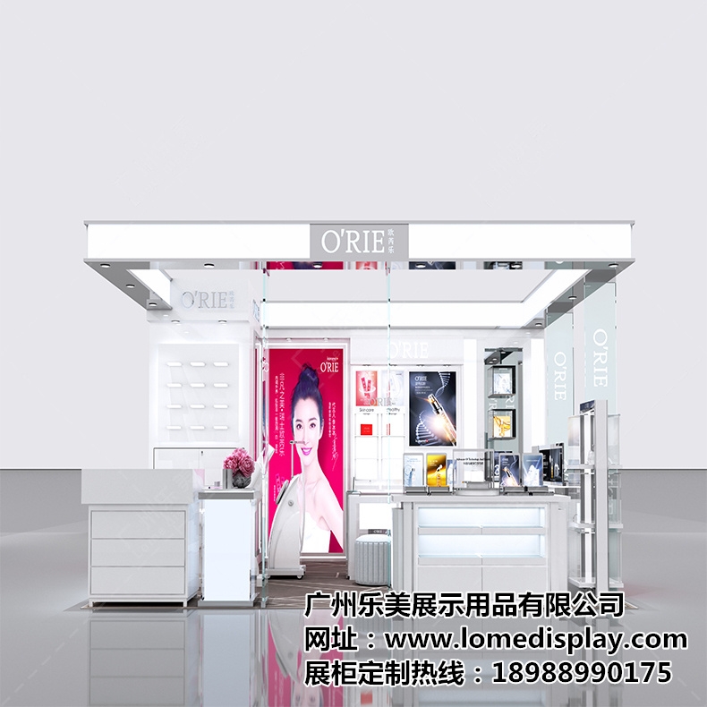 品牌定制木質烤漆化妝品護膚品展示柜-商場高端大氣簡約化妝品展示柜