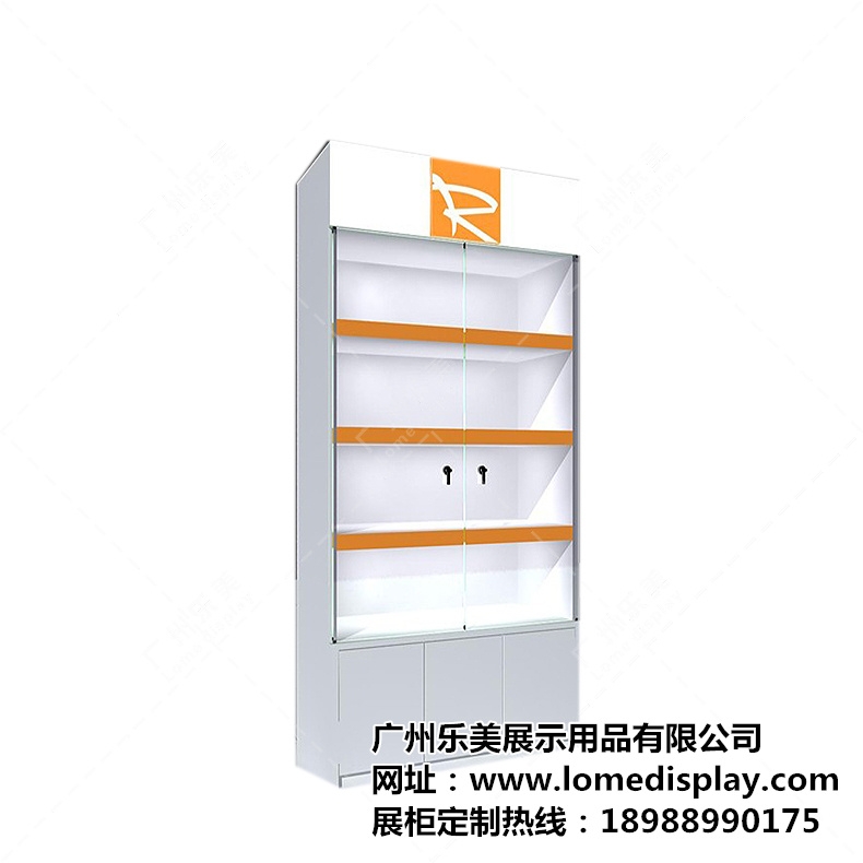 白色簡約工廠定制高柜背柜商場超市店鋪化妝品展示柜展示架