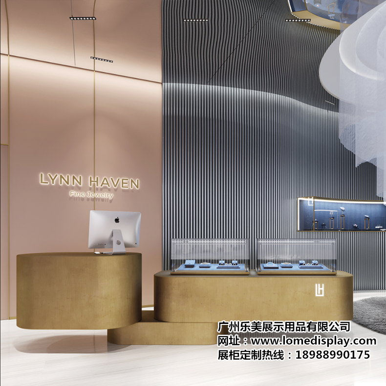 不銹鋼不規則創意黃金鉆石首飾金銀手表展廳展柜廣州廠家定制