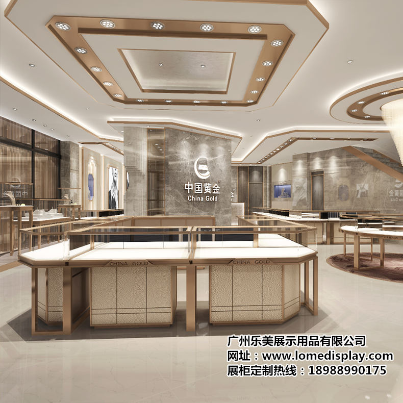 品牌定制不銹鋼商場店鋪高端簡約時尚珠寶項鏈鉆石黃金展廳展柜