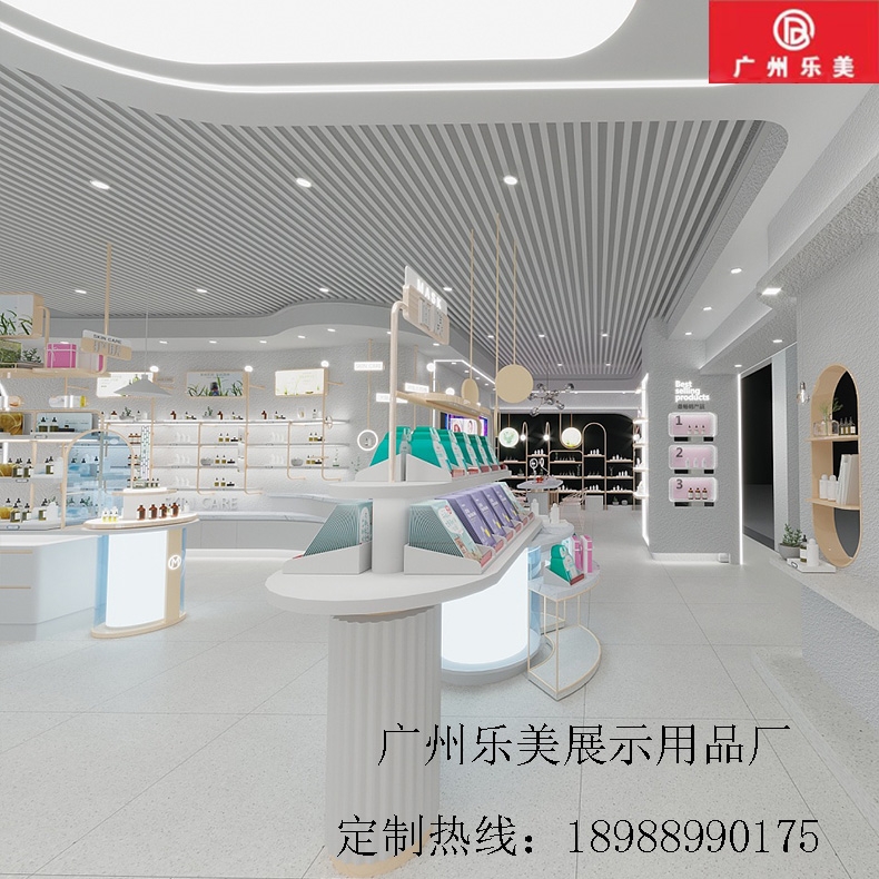 雙面彩妝柜流水臺陳列柜護膚品柜臺化妝品展示柜廠家專業定制
