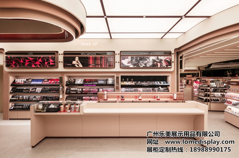商場店鋪化妝品中島柜設計高端時尚彩妝化妝品展示柜展示臺