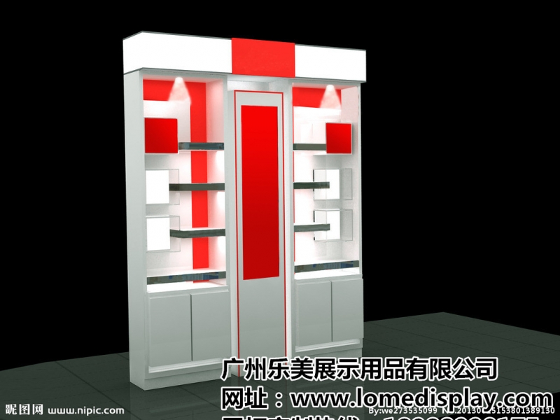 商場超市店鋪木質烤漆可定制多層簡約時尚化妝品展示柜高柜背柜