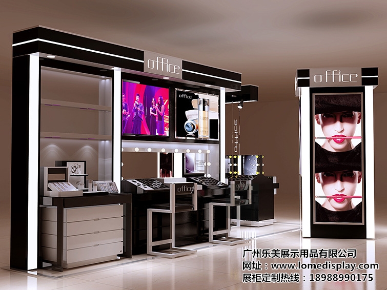 黑色可定制 | 不銹鋼木質烤漆 | 廠家定制 | 時尚簡約化妝品護膚品展示柜
