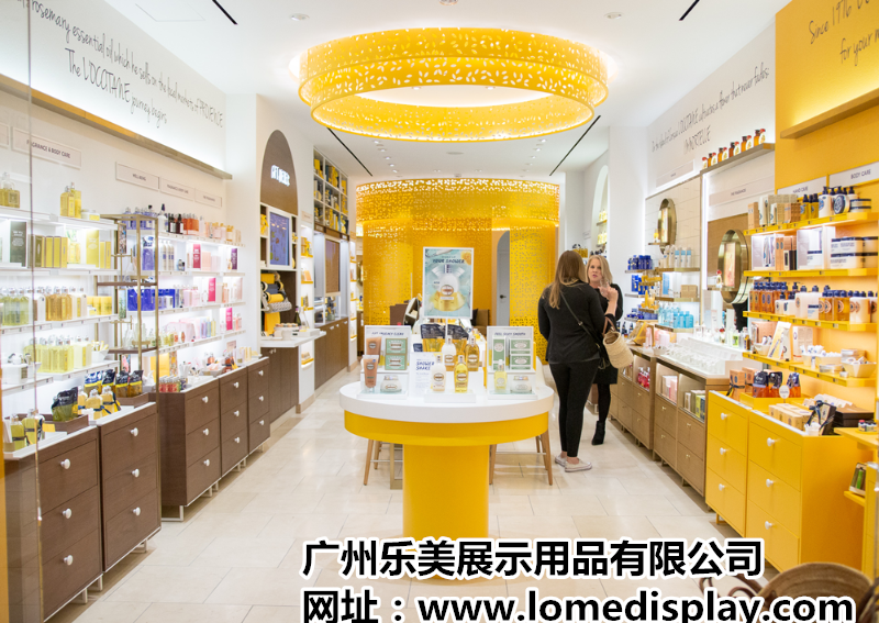 簡約時尚｜黃色可定制 | 木質烤漆 | 化妝品護膚品展示架背柜展示柜