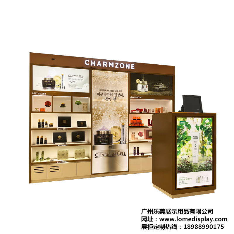 整店設計輸出-高端時尚化妝品展示柜-展示圓臺-廣州廠家專業定制