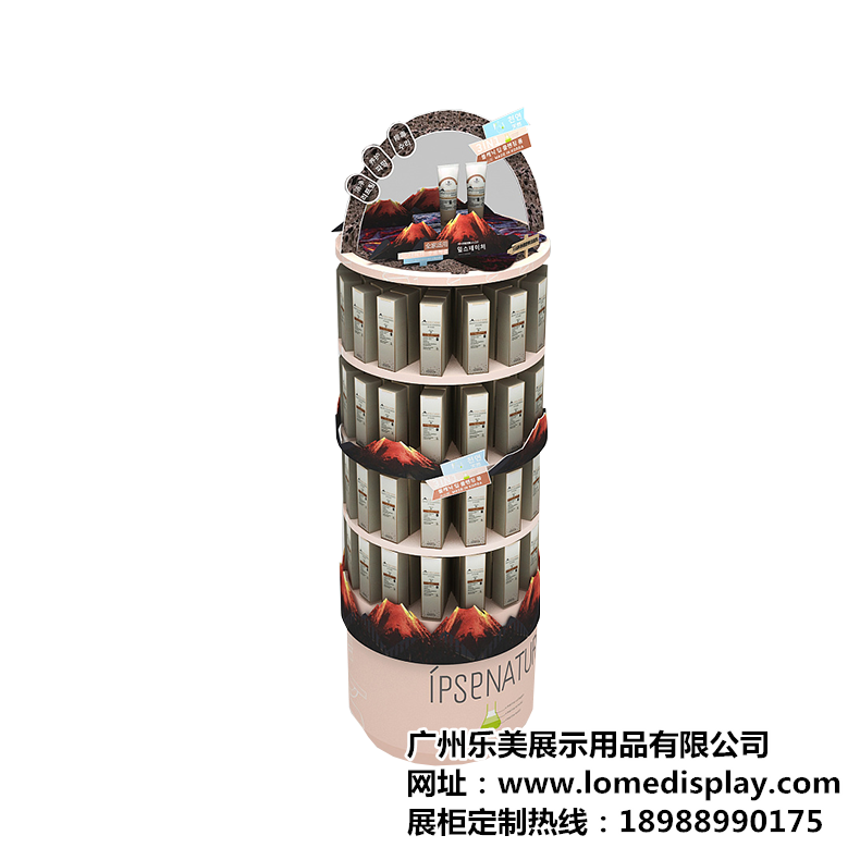 廣州廠家專業定制化妝品護膚品洗發用品放置展示柜旋轉流水柜臺