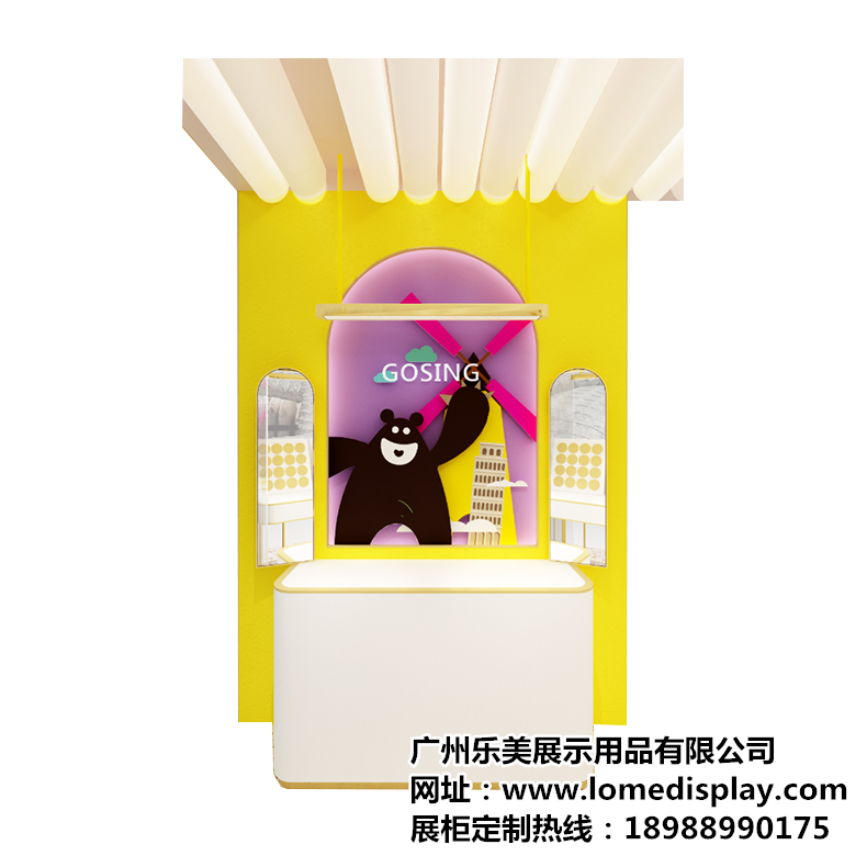 主題定制白黃化妝品展示柜簡約時尚彩妝柜木質烤漆化妝品展示臺