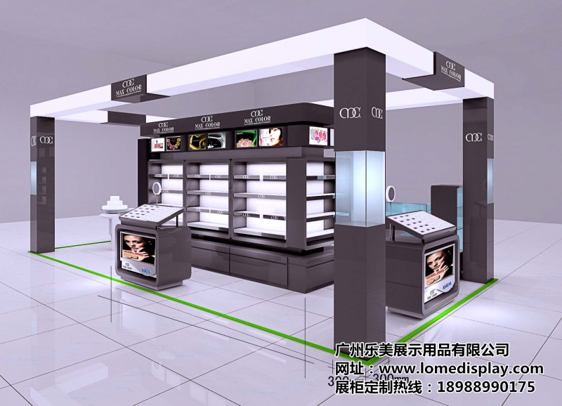 整店輸出化妝品展示柜-木質烤漆彩妝展柜-高端化妝品前柜高柜可定制