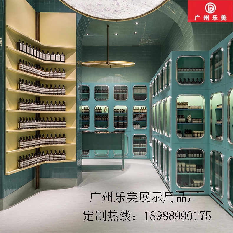 化妝品展示柜整店輸出-陳列美容院產品木質展柜-護膚品貨架專業定制