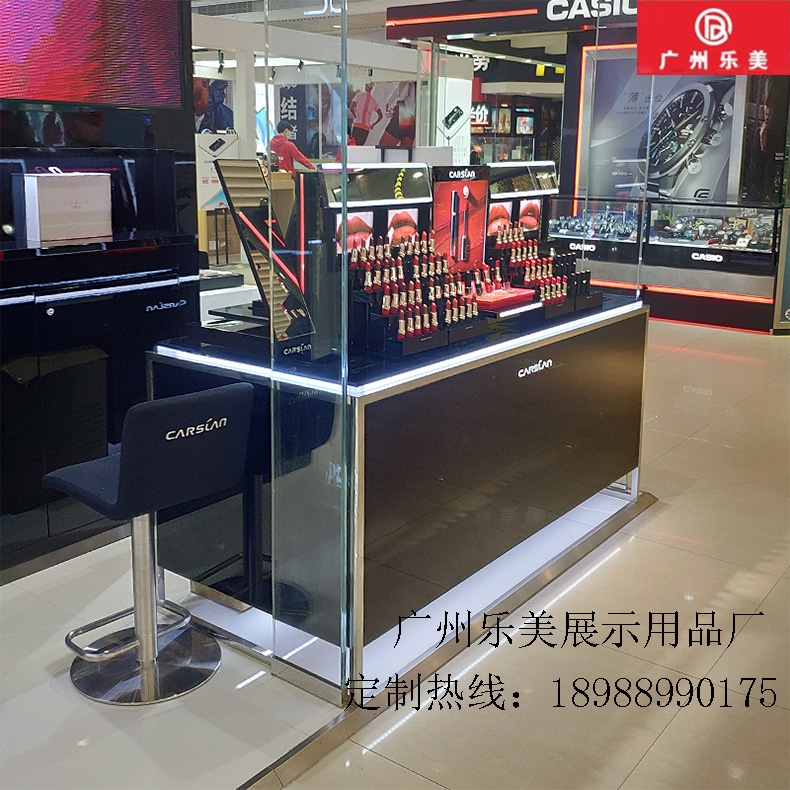 廠家專業定制生產化妝品彩妝柜木質烤漆亞克力臺面展臺展柜